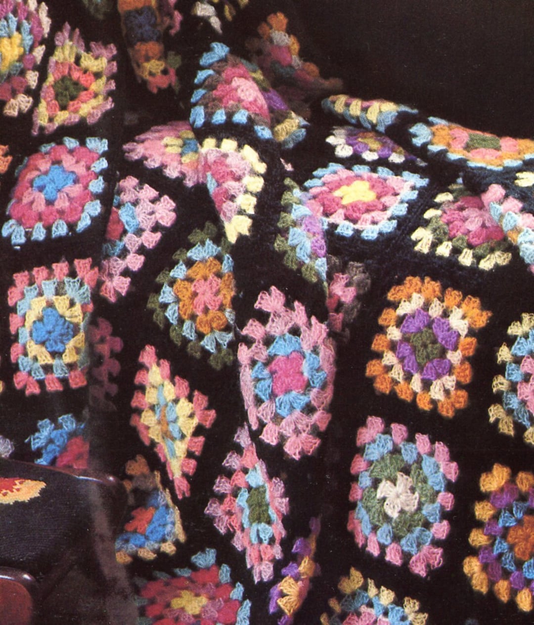 その他 USA Vintage Granny Blanket Granny Square Lap Blanket 28” X 56” Colorful Vintage Quilt