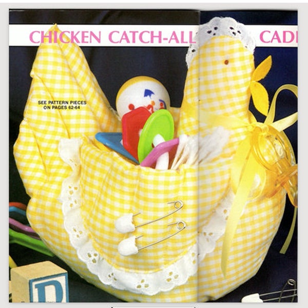 1/2 Yard Fabric Chicken Catch-All Caddy Sewing Pattern Organize, Baby Nursery Decor DIY Storage, Instant Digital Download PDF