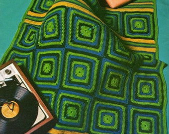 1960s Does Mod Granny Square Crochet Blanket Pattern pdf Instant Download, Reto Decor Vibes!