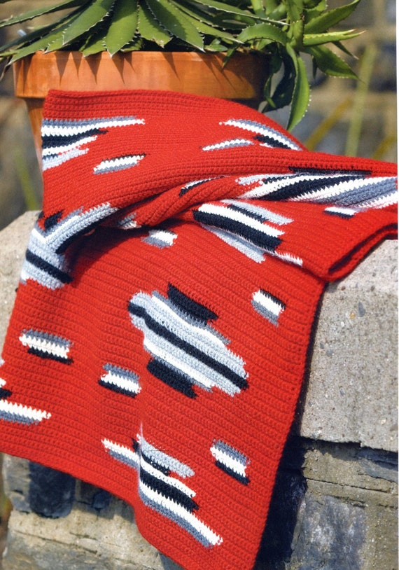 Bold Navajo Blanket Crochet Pattern Southwestern Style Easy Etsy