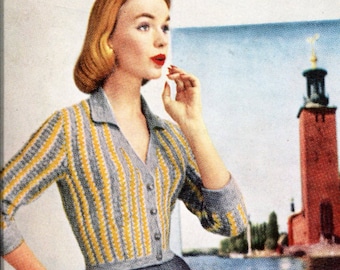 Adventurous Crochet Cardigan Sweater Pattern, Instant Digital Download pdf, Mid Century Modern Summer Women's Boho Top, 50s Summer Sweater