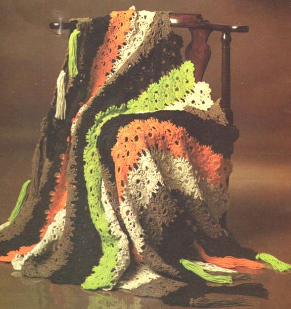 70s Vintage Crochet Pattern PDF, Digital Download for Immediate Use,  Classic 1970s Retro Colors