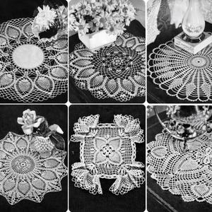 12 Vintage 1940s Pineapple Crochet Doily Pattern Pack eBook, Instant Digital Download PDF, Heirloom Modern Farmhouse Table Decor