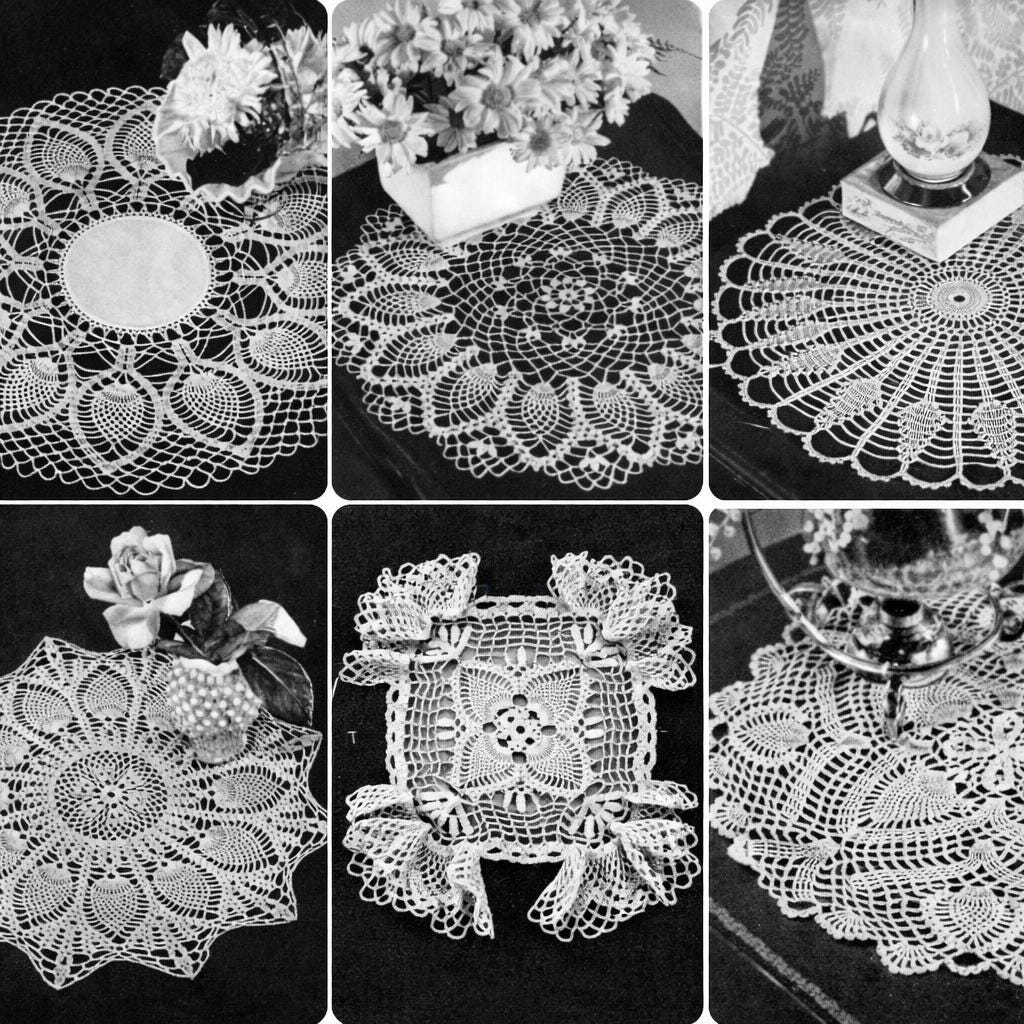 36 Vintage Crochet Patterns: Timeless Designs, Heirloom Details, and Easy Gift Ideas 33 12 Vintage 1940s Pineapple Crochet Doily Pattern Pack