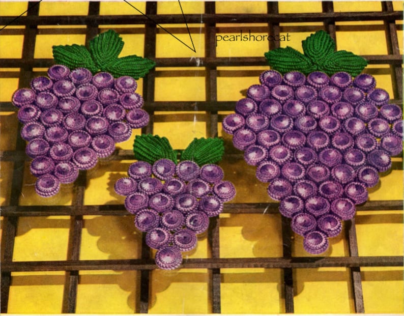 Iconic Grapes Bottle Cap Trivet Crochet Pattern 1950s Retro Etsy