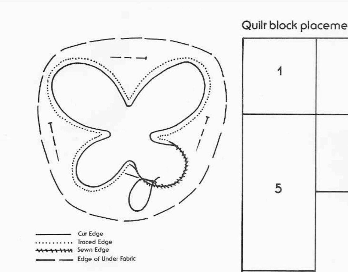 Butterfly Applique Quilt Pattern PDF, Digital Download, 1970s Stylized ...