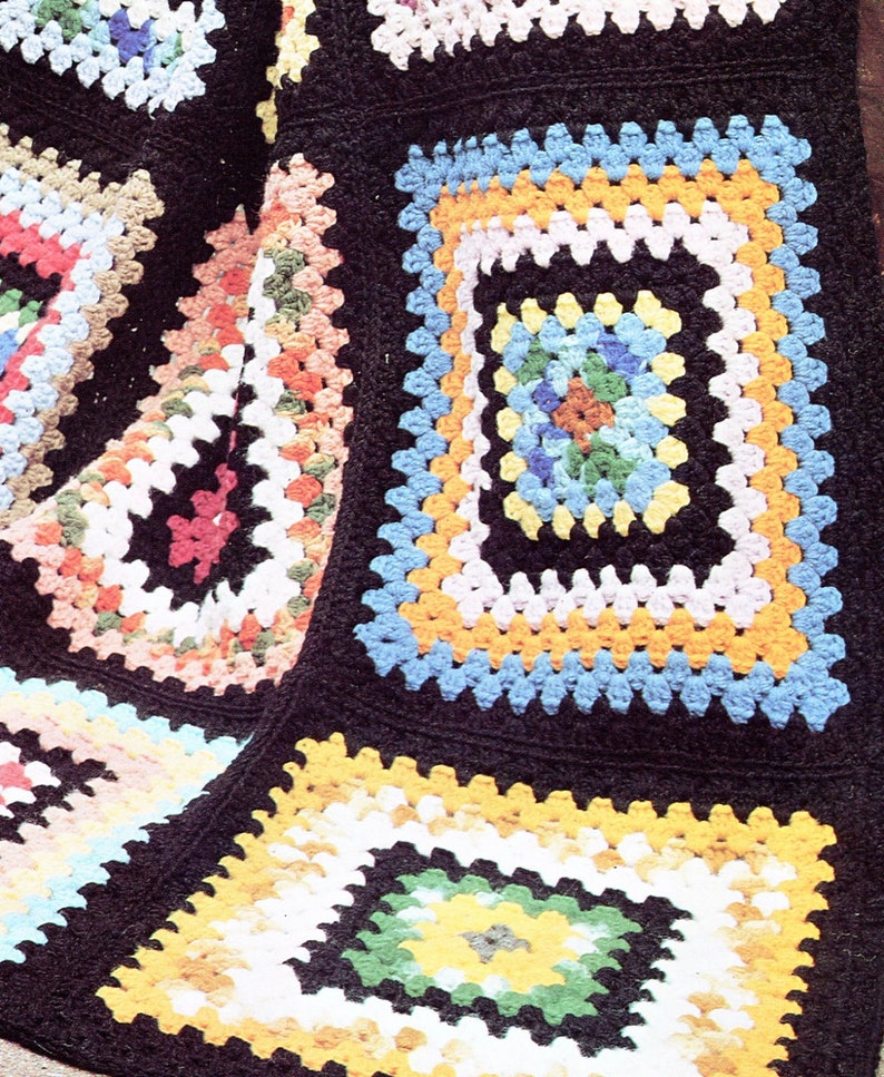 Classic 70s Large Granny Square Blanket Crochet Pattern pdf, Instant Download for Immediate Use, So Retro image 1