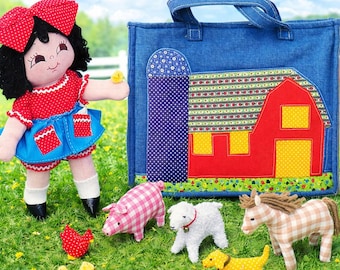 7 Cottagecore Critters with Tote Bag and Farm Girl Sewing Patterns, Instant Digital Download pdf Soft Toys