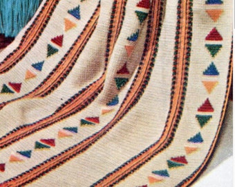 Patrón de manta de crochet estilo suroeste, descarga digital instantánea en PDF, afgano con motivo geométrico de tipi inspirado en los nativos americanos.