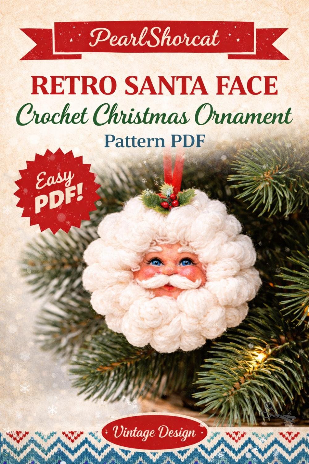 30 Vintage Christmas Crochet Patterns for Holiday Decorating, Gifting, and Keepsakes 26 Retro Santa Face Ornament