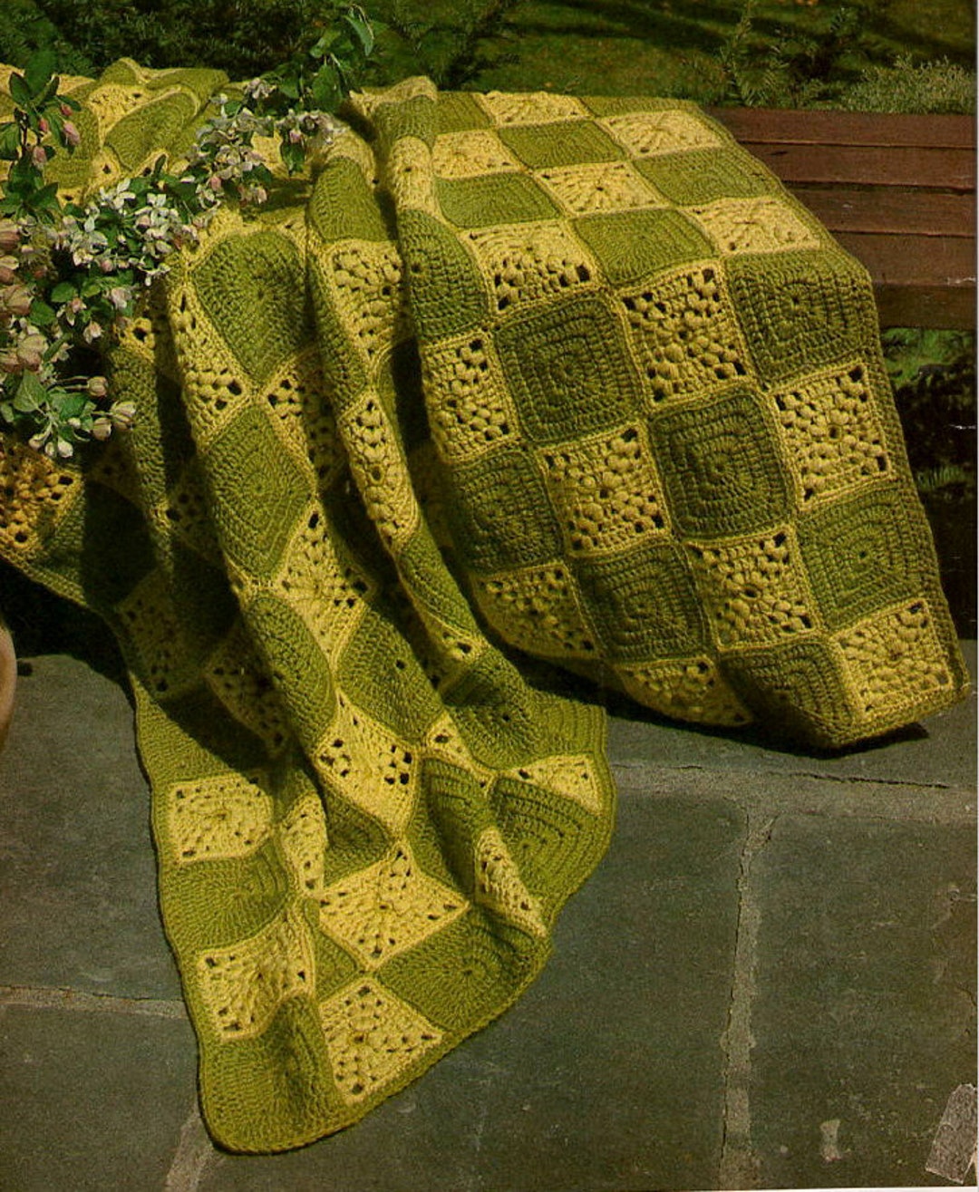 Easy Vintage Crochet Blanket Pattern Limelight Granny Square Etsy