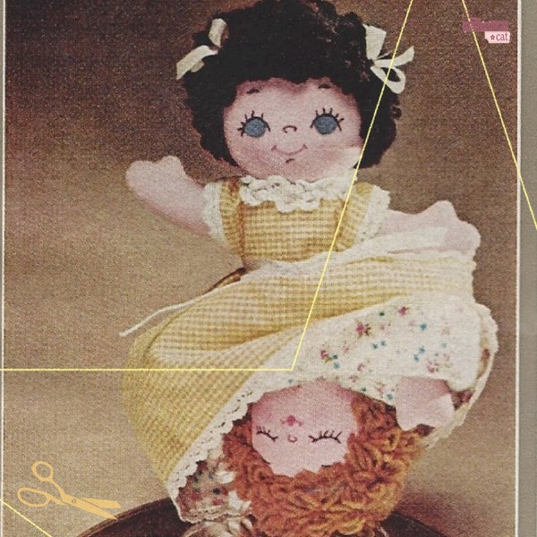 1970s Topsy Turvy Doll Pattern Sewing pdf Instant Digital Download, Fun Vintage Vibes 11 1/2" Inches