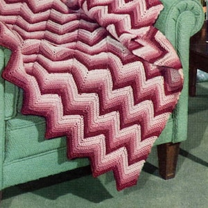 Chevron Perfection Easy Crochet Blanket Pattern, Ripple Afghan, Instant Digital Download pdf, Beginner 52x75 Gorgeous MCM Vibes image 4