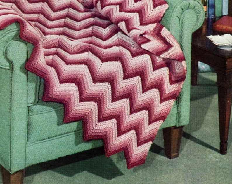 Chevron Perfection Easy Crochet Blanket Pattern, Ripple Afghan, Instant Digital Download pdf, Beginner 52x75 Gorgeous MCM Vibes image 4