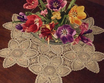 Patroon gehaakt vintage ananaskleedje voor tafelstuk, instant digitale download pdf, retro-sfeer