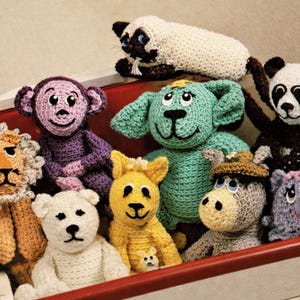 27 Stuffed Animal Crochet Pattern pdf eBook Digital Download,  Soft Toy Zoo  Large 18" Unicorn Elephant Monkey Lion Bear Walrus Hippo Rhino