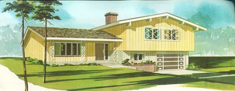 55 MCM Vintage House Plans eBook, Instant Digital Download pdf, Mid Century Modern Ranch Style Homes, Split Level, Contemporary Custom Built image 5