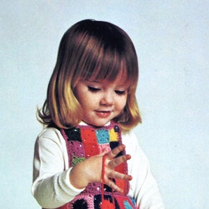 Toddler Granny Square Dress Crocheted Pattern, Instant Digital Download pdf, Vintage Girls Jumper, Retro Playtime Vibes image 7