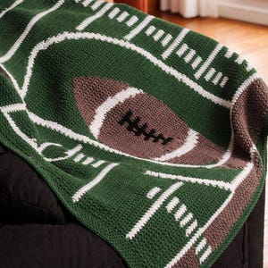 Mönster för virkad filt för matchdag i pdf-format - Fotbollstema för sportälskare! Omedelbar digital nedladdning, presenter till tränare