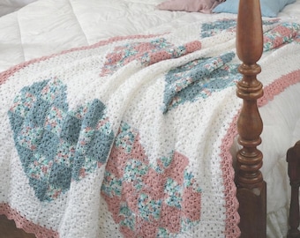 Oma Quadrat Herzen häkeln Decke Muster, Retro Liebe zum Valentinstag