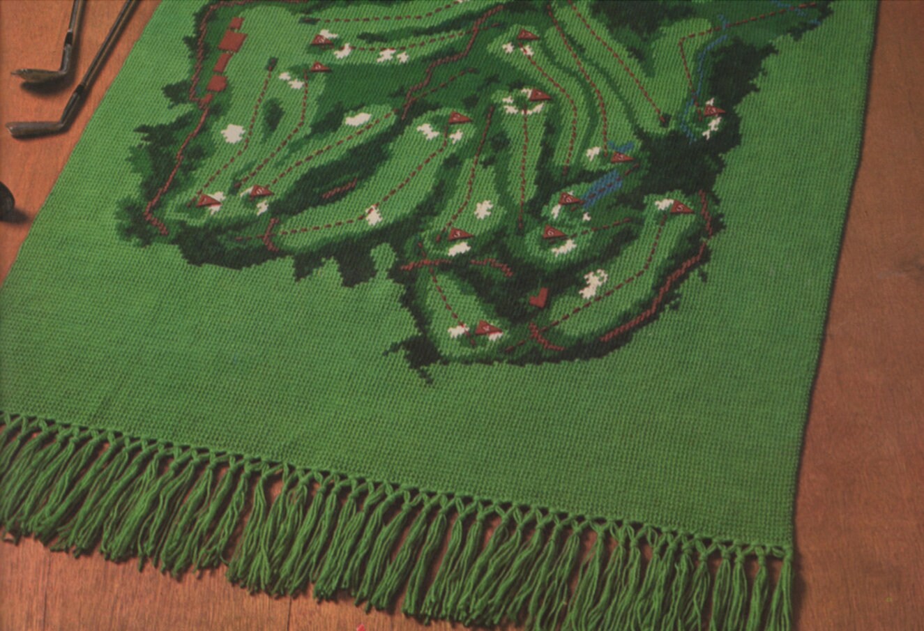 Golf Course Crochet Blanket Pattern 1970s Afghan Throw Instant Etsy