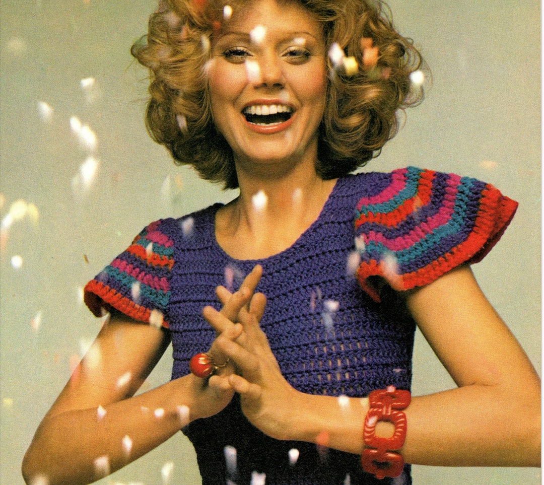 70s Ruffle Sleeved Crochet Top Pattern Pdf, Instant Digital Download ...