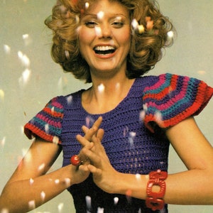 70s Ruffle Sleeved Crochet Top Pattern pdf, Instant Digital Download, Groovy Party Vibes!