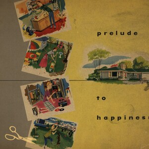 Pu&ograve; includere: Un collage di immagini che ritraggono scene della vita quotidiana, con il testo "prelude to happiness" in basso. Le immagini mostrano una persona che cucina in una cucina, una persona che fa giardinaggio, una persona che ascolta musica e una persona che gioca in un giardino.