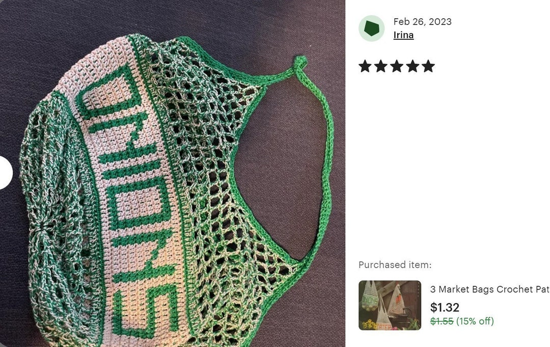 3 Market Bags Crochet Patterns, Onions Potatoes Carrots Veggies Recycle