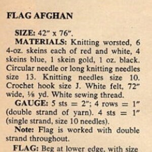 Vintage American Flag Blanket Knit Pattern, Instant Digital Download pdf eBook, Retro 4th of July Afghan image 2