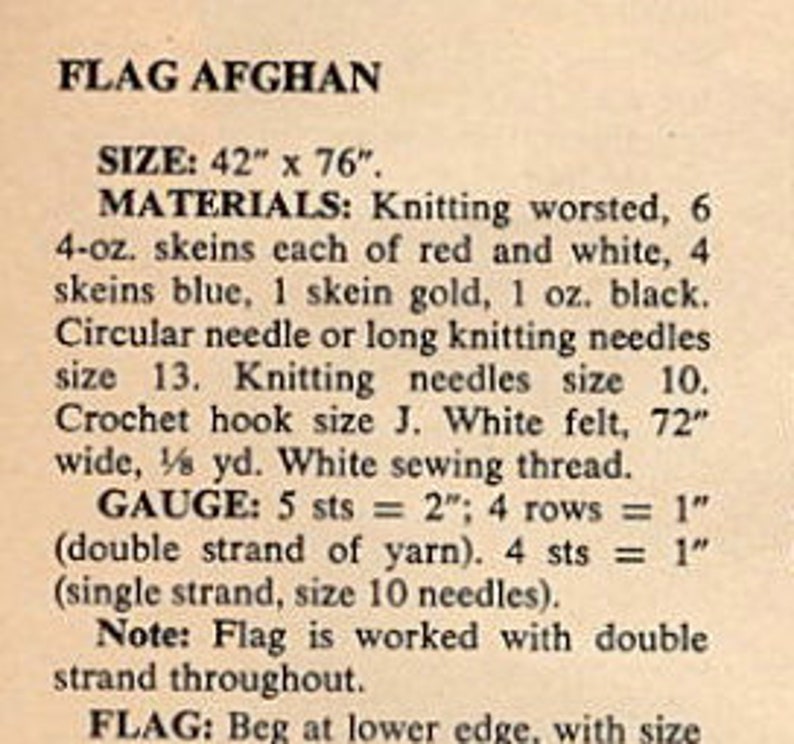 Vintage American Flag Blanket Knit Pattern, Instant Digital Download pdf eBook, Retro 4th of July Afghan image 2