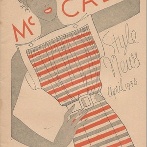 Katalog Vintage McCall Sewing Patterns Style News, eBook z informacjami o ulotkach Counter Leaflet, Sukienki z lat 30. XX wieku z pasującymi eleganckimi płaszczami