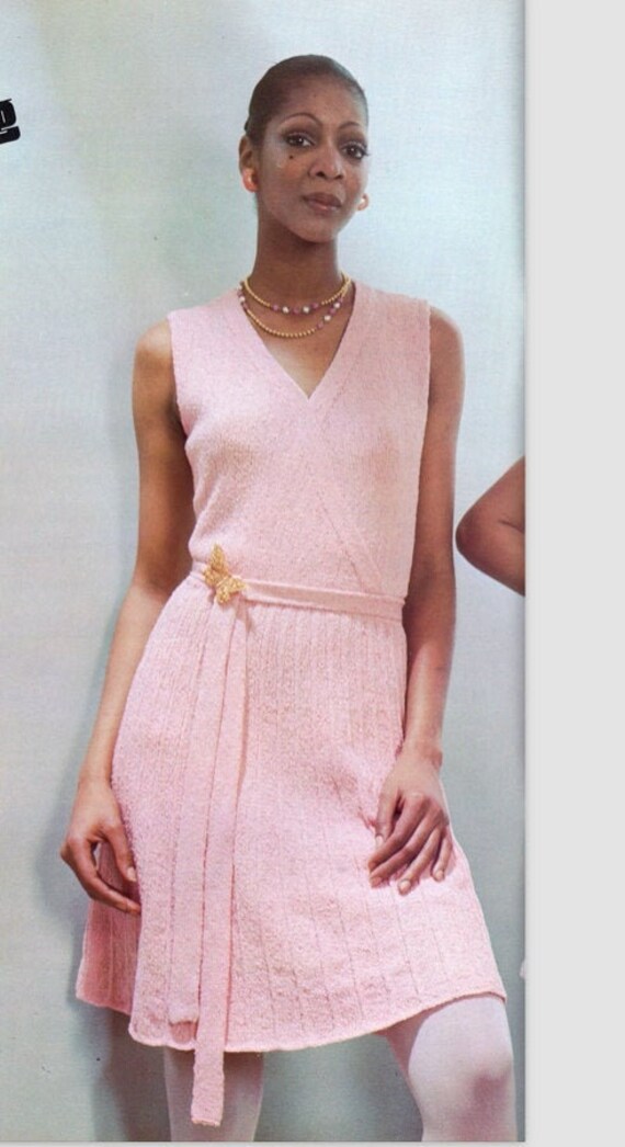 Iconic Pink Wrap Dress Knitting Pattern Pdf 1970s Retro Clothing Instant Download Dress Size up To 8 10 12 14 16 18 Etsy Canada