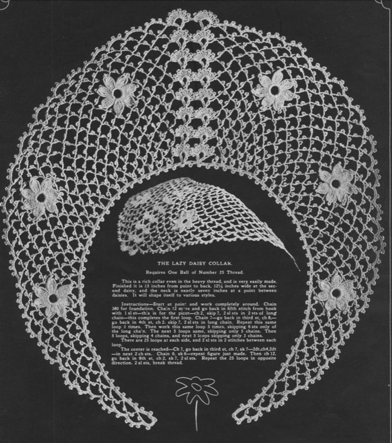 10 1915 Crochet Filet Tatting Patterns Caps Collars Jabots Ebook