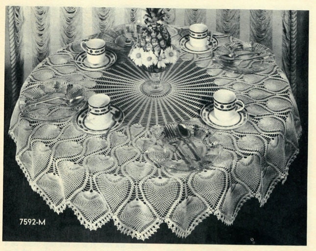パイナップルかぎ針編みテーブルクロス ラウンドパターン 41インチと72