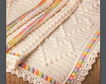 Love Hearts Baby Blanket Crochet Pattern, Instant Digital Download ebook pdf, Boy Girl Afghan Pastel Room Decor, So Cute!
