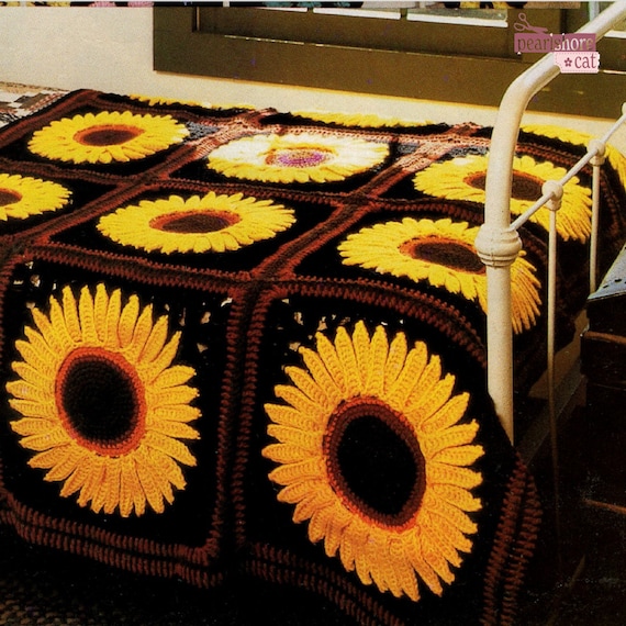 Rustic Sunflower Blanket Crochet Pattern Pdf Instant Digital