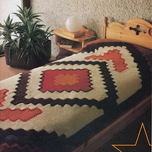 Beginner Southwest Crochet Blanket Pattern pdf, Arrowhead Motif SC 50x67  No Cross Stitch Afghan Instant Digital Download