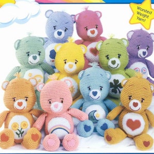 Care Bears! Dieci adorabili modelli all'uncinetto per CareBear, peluche anni '80, peluche da 14 pollici, download digitale immediato pdf