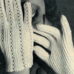 1940s Crochet Gloves Pattern Instant Digital Download pdf Pearl Cotton Yarn Easy Style Gifts for Mom