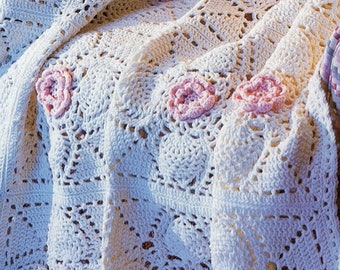 Pineapple Squares Baby Blanket Crochet Afghan Pattern, Instant Digital Download pdf, So Sweet 52x78