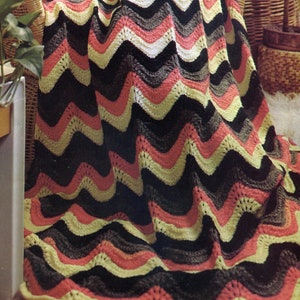 Large Size Ripple Knitting Blanket Pattern, Instant Digital Download pdf, Vintage Vibes!