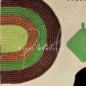 So Easy! Classic Crochet Rag Rug Pattern Vintage Mid Century Modern 50s Instant Digital Download pdf Easy Small or Large Bathroom Hall Decor image 6