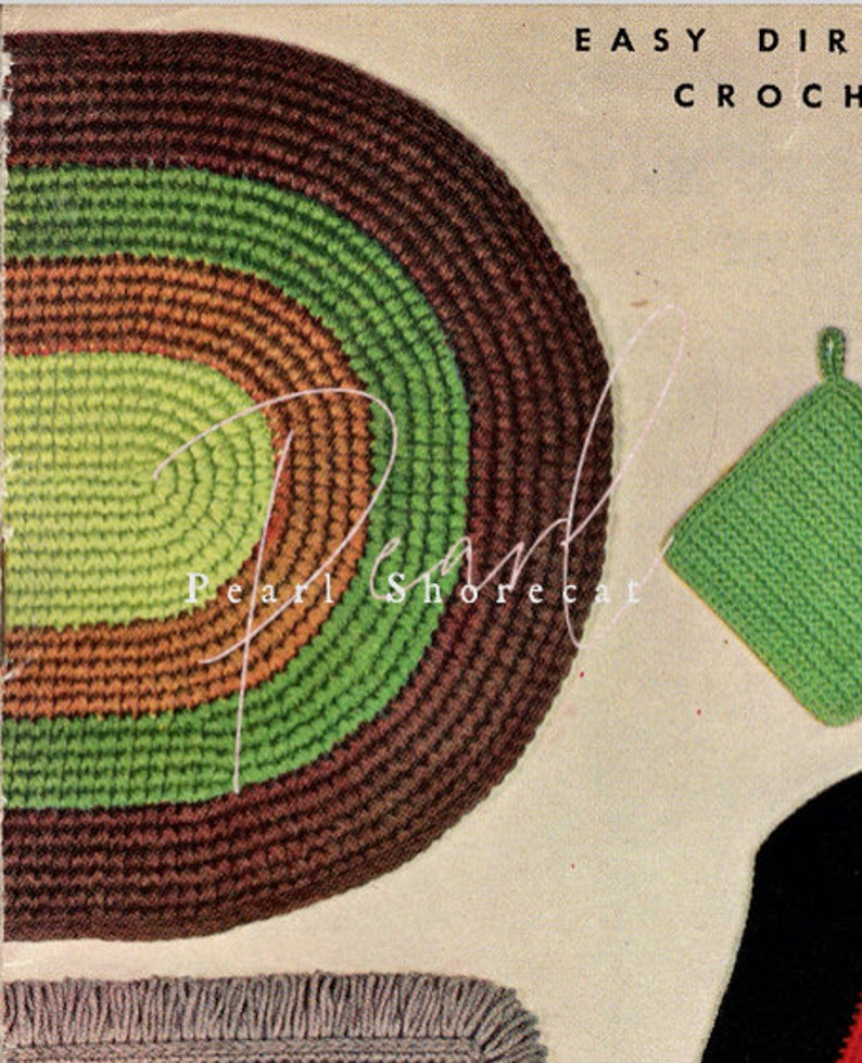 So Easy! Classic Crochet Rag Rug Pattern Vintage Mid Century Modern 50s Instant Digital Download pdf Easy Small or Large Bathroom Hall Decor image 6