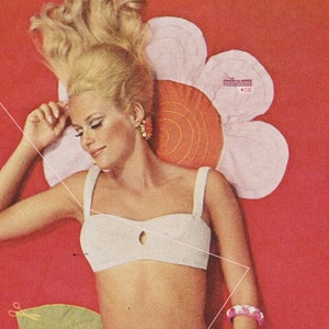 Epic 60s Bikini Crochet Pattern Set Top and Bottoms, Instant Digital Download pdf, A Retro Bralette