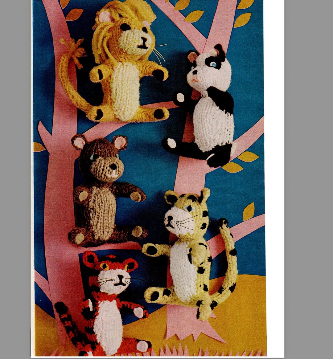 5 Animal Knit Patterns PDF Instant Download for Immediate Use! Leopard ...