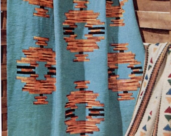 Turquoise Navajo Crochet Blanket Pattern pdf, Instant Digital Download, Retro Southwest Vibes!