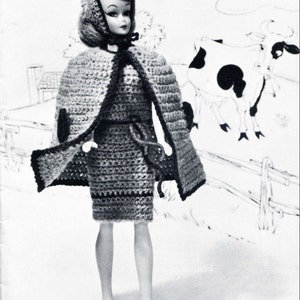 1960s Crochet Barbie Patterns, Cape, Shift Dress and Head Scarf 3 ...