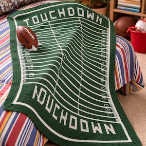 Touchdown Sports Blanket Football Crochet Afghan Pattern, Instant Digital Download pdf, Touchdown Kinda Day!