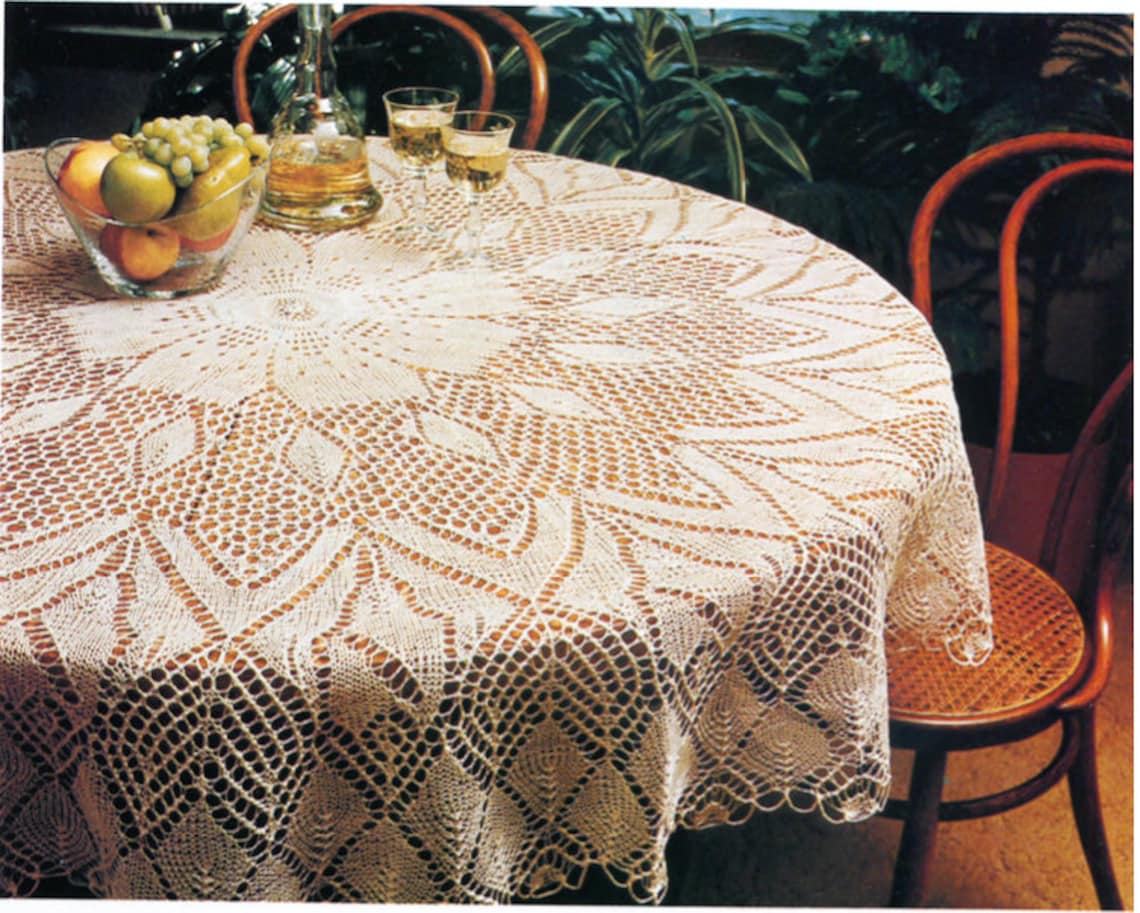 Large Round Knit Tablecloth Pattern Beautiful Heirloom Design Etsy